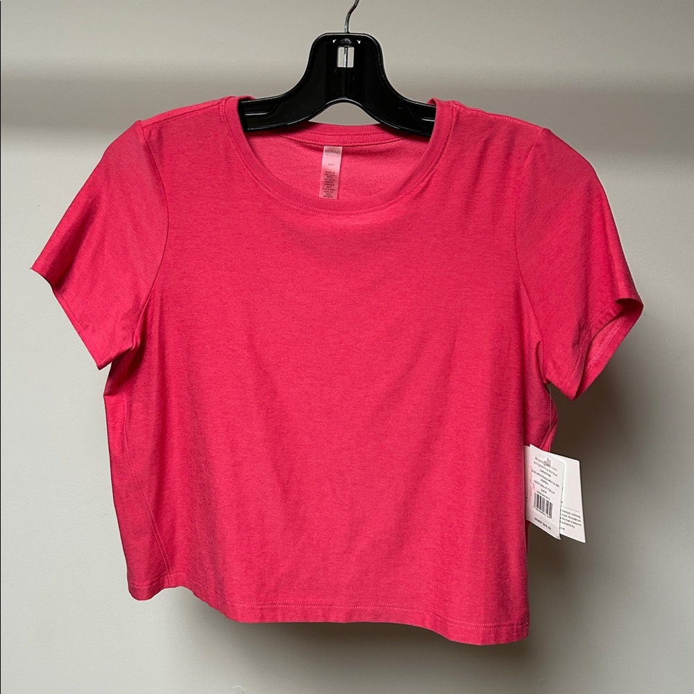 Beyond yoga supreme cropped tee vivid pink heather